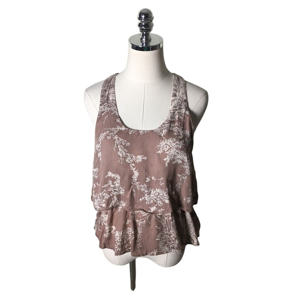 Mine Top Women's Size Medium Pink Floral Cotton Blend Sleeveless